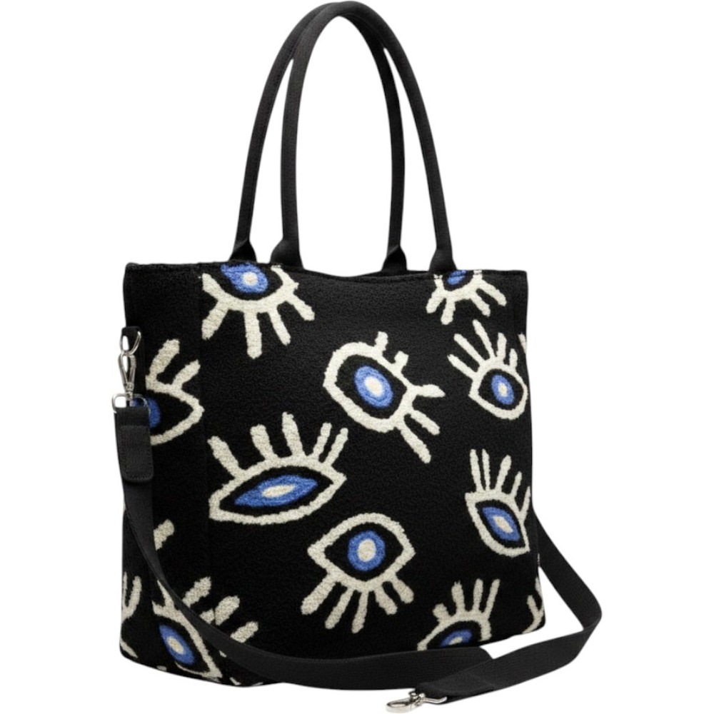 America And Beyond Whimsical Evil Eye Tote Black NWT